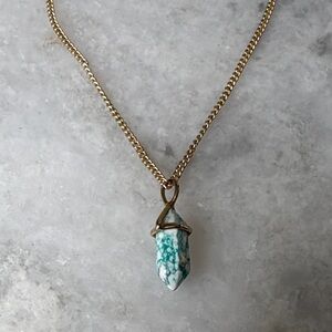 Gold Chain Necklace with Turquoise Pendant